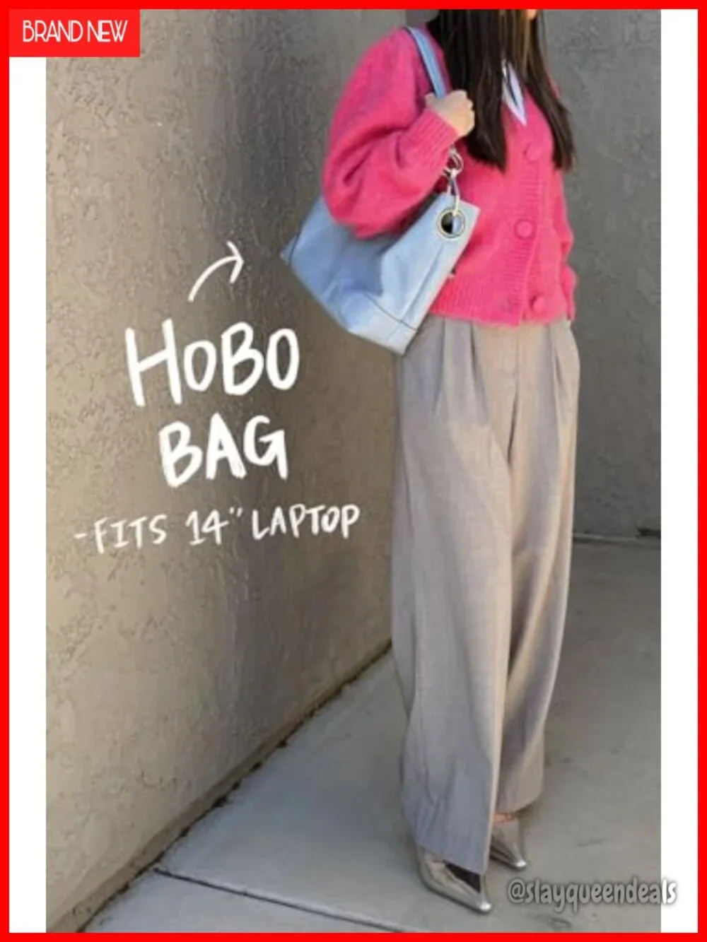 Faux Leather Hobo Shoulder Bag with Detachable Strap and Pockets